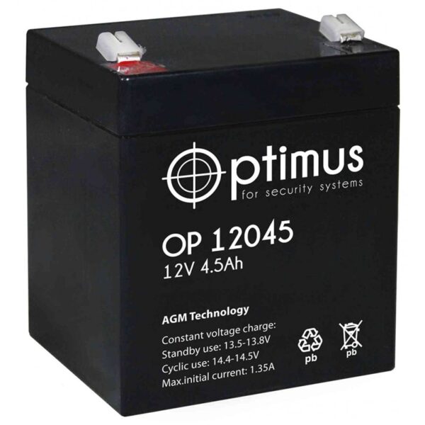 OP 12045 аккумулятор 4.5Ач 12В Optimus