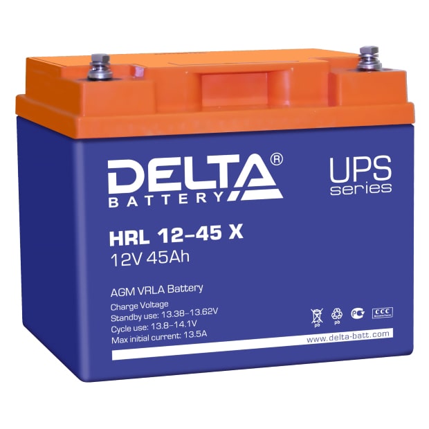 HRL 12-45 X аккумулятор 45Ач 12В Delta