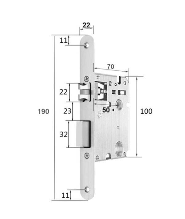 Распашная мортиза без цилиндра 50/190 с круглой планкой