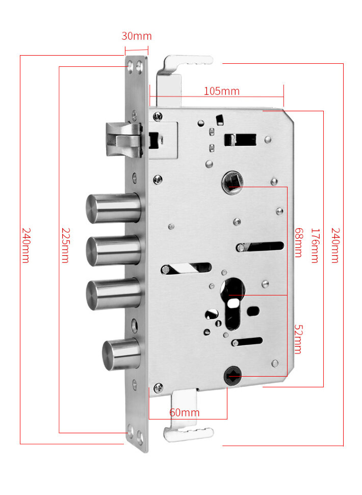 Самозапорная 3х ригельная мортиза 60X68 с круглыми ригелями