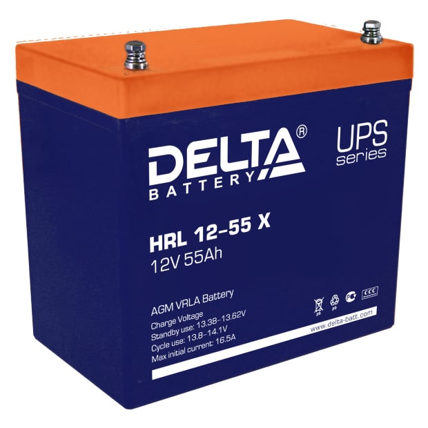 HRL 12-55 X аккумулятор 55Ач 12В Delta